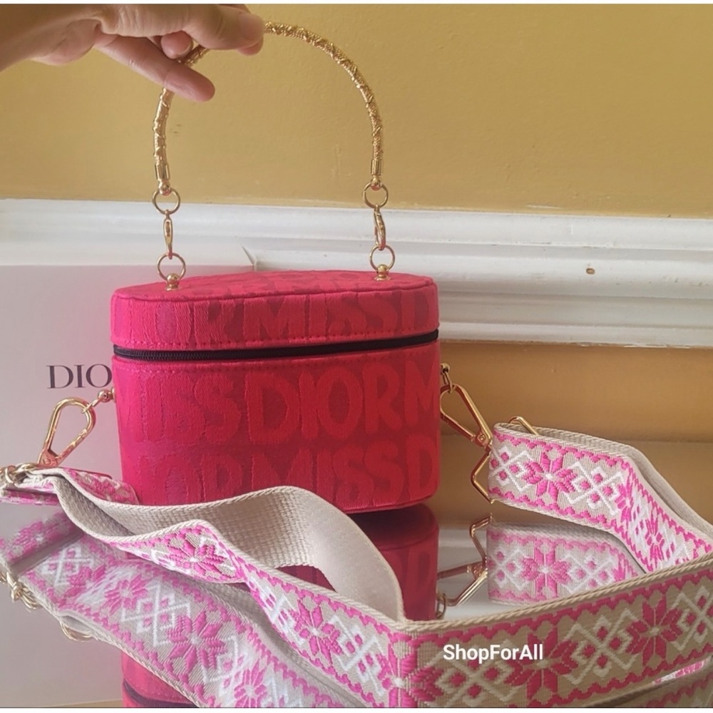 Dior Fuchsia/Black Logo Small Cosmetic/Vanity Case- NEW